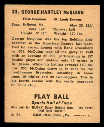 1941 Play Ball #023 George McQuinn Browns VG-EX 533736