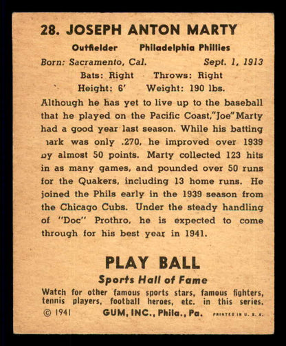 1941 Play Ball #028 Joe Marty Phillies VG-EX 533741
