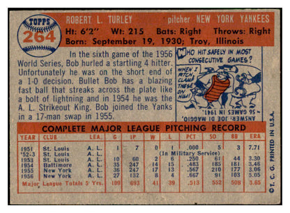 1957 Topps Baseball #264 Bob Turley Yankees EX 533783