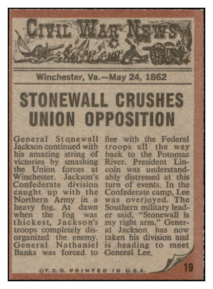 1962 Topps Civil War News #019 Stonewall Jackson NR-MT 533871