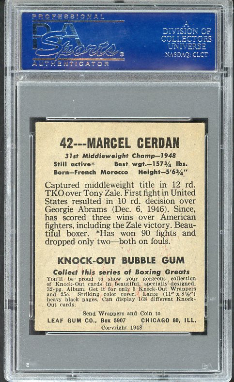 1948 Leaf Boxing #042 Marcel Cerdan Boxer PSA 5 EX 533925