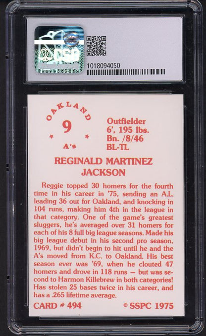 1975 SSPC #494 Reggie Jackson A's CSG 9 MINT 533963