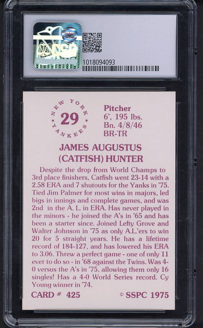 1975 SSPC #425 Catfish Hunter Yankees CSG 9 MINT 533990