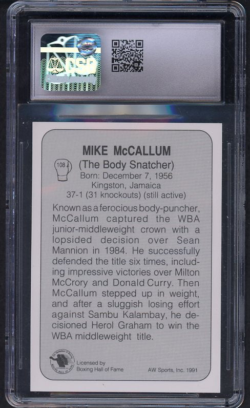 1991 All World #108 Mike McCallum Boxer CSG 9.5 GEM MINT 534019