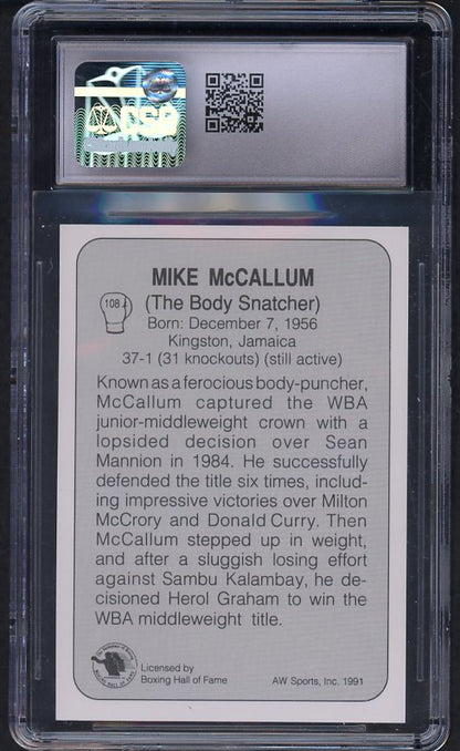 1991 All World #108 Mike McCallum Boxer CSG 9.5 GEM MINT 534019