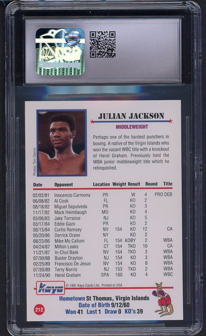 1991 Kayo #212 Julian Jackson Boxer CSG 9.5 GEM MINT 534020