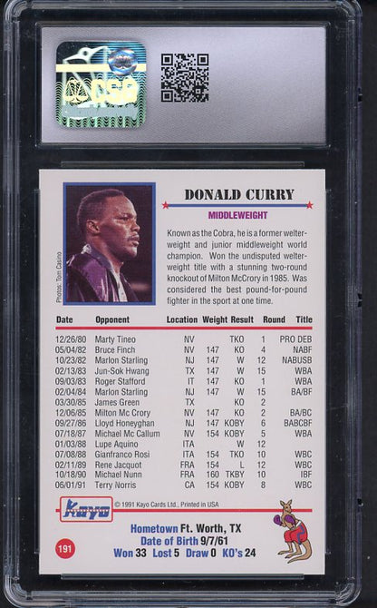 1991 Kayo #191 Donald Curry Boxer CSG 8 NM/MT 534030