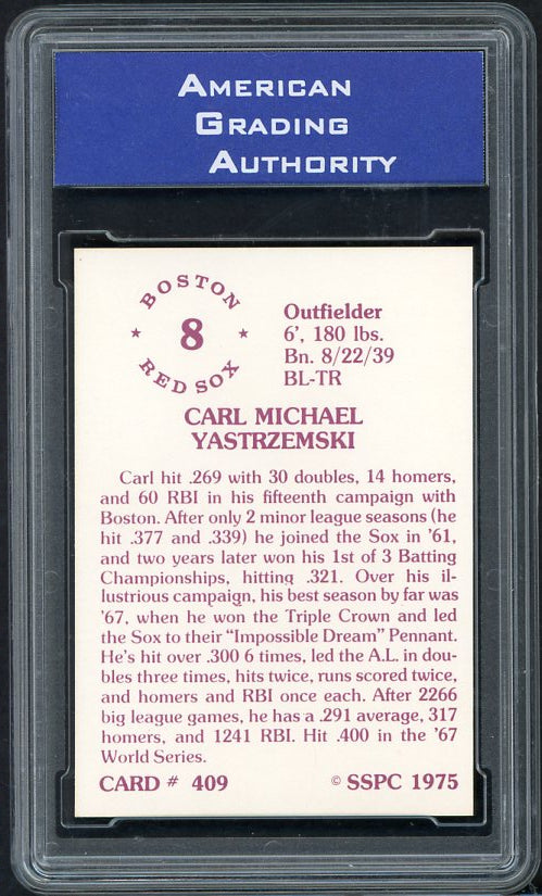 1975 SSPC #409 Carl Yastrzemski Red Sox AGA 10 GEM MINT 534064