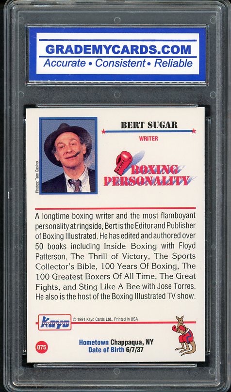 1991 Kayo #075 Bert Sugar Boxing Writer GMC 9 MINT 534094