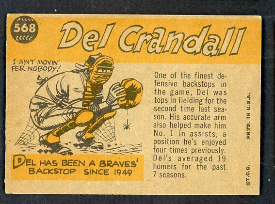 1960 Topps Baseball #568 Del Crandall A.S. Braves EX 534167