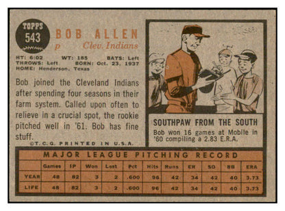 1962 Topps Baseball #543 Bob Allen Indians EX-MT 534222
