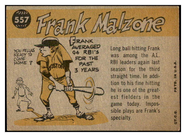 1960 Topps Baseball #557 Frank Malzone A.S. Red Sox VG-EX 534224