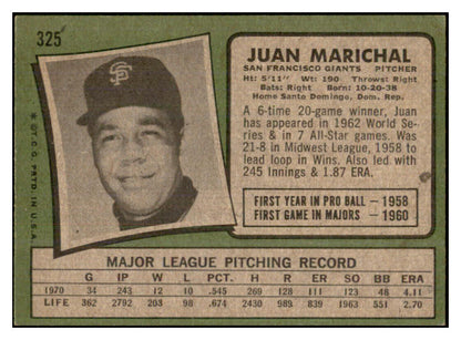 1971 Topps Baseball #325 Juan Marichal Giants EX-MT 534241
