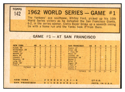 1963 Topps Baseball #142 World Series Game 1 Whitey Ford EX 534257