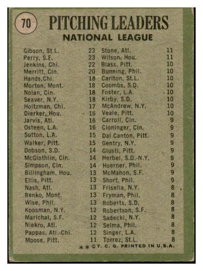 1971 Topps Baseball #070 N.L. Win Leaders Bob Gibson VG-EX 534276