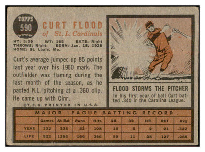1962 Topps Baseball #590 Curt Flood Cardinals VG-EX 534323