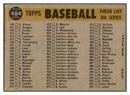 1960 Topps Baseball #484 Pittsburgh Pirates Team EX 534355