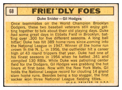 1963 Topps Baseball #068 Duke Snider Gil Hodges VG 534451