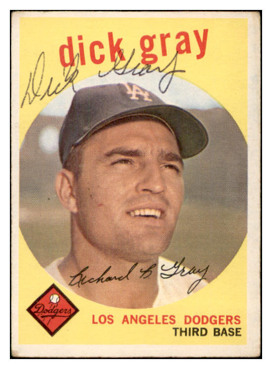 1959 Topps #244 Dick Gray Dodgers Signed Autographed 534515