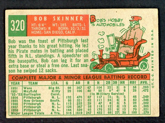 1959 Topps #320 Bob Skinner Pirates Signed Autographed 534546