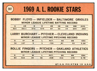 1969 Topps #597 Rollie Fingers A's Signed Autographed 534586