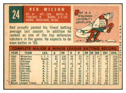 1959 Topps #024 Bob Wilson Tigers Signed Autographed 534596