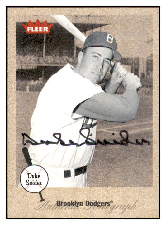 2001 Fleer Greats Duke Snider Dodgers Signed Autographed 534635