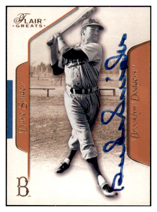 2003 Flair Greats #087 Duke Snider Dodgers Signed Autographed 534638