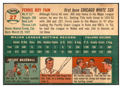 1954 Topps Baseball #027 Ferris Fain White Sox EX-MT 534676