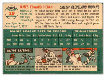 1954 Topps Baseball #029 Jim Hegan Indians EX-MT 534678