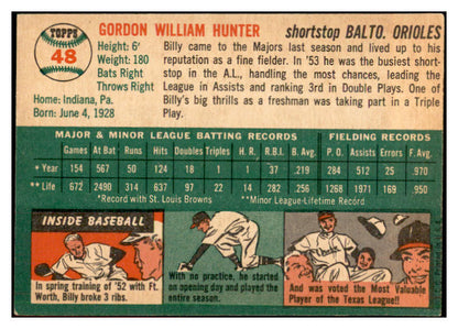 1954 Topps Baseball #048 Billy Hunter Orioles EX-MT 534689