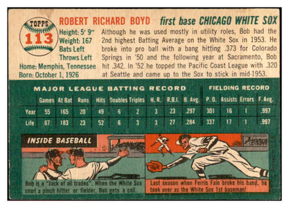 1954 Topps Baseball #113 Bob Boyd White Sox EX 534741