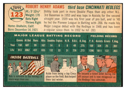 1954 Topps Baseball #123 Bobby Adams Reds EX-MT 534750