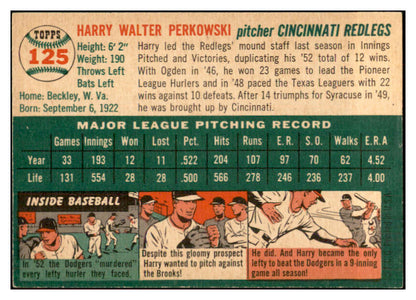 1954 Topps Baseball #125 Harry Perkowski Reds EX-MT 534752