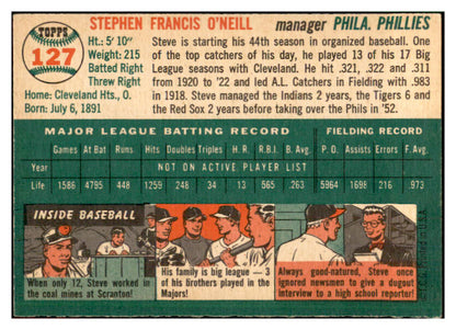 1954 Topps Baseball #127 Steve O'Neill Phillies EX-MT 534754