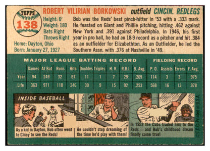 1954 Topps Baseball #138 Bob Borkowski Reds EX-MT 534761