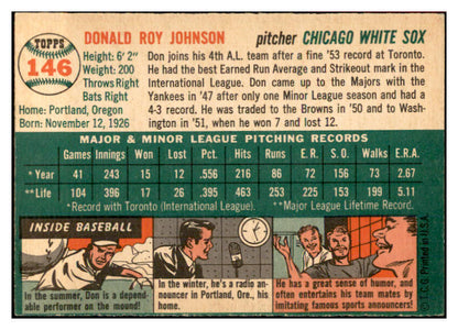 1954 Topps Baseball #146 Don Johnson White Sox EX-MT 534768