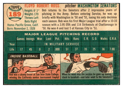 1954 Topps Baseball #189 Bob Ross Senators EX 534791