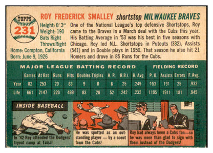 1954 Topps Baseball #231 Roy Smalley Braves EX-MT 534811