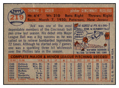 1957 Topps Baseball #219 Tom Acker Reds NR-MT 534894