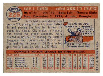 1957 Topps Baseball #225 Harry Simpson A's NR-MT 534898