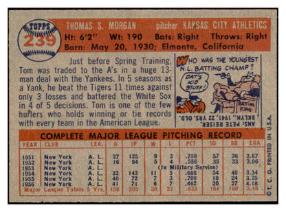 1957 Topps Baseball #239 Tom Morgan A's NR-MT 534903