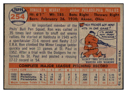 1957 Topps Baseball #254 Ron Negray Phillies NR-MT 534908