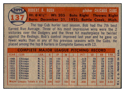 1957 Topps Baseball #137 Bob Rush Cubs NR-MT 534918