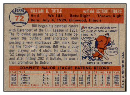 1957 Topps Baseball #072 Bill Tuttle Tigers EX-MT 534948