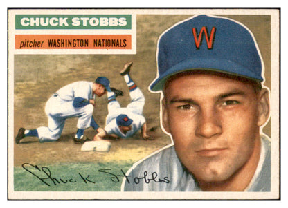 1956 Topps Baseball #068 Chuck Stobbs Senators EX-MT Gray 534954