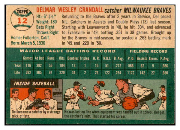 1954 Topps Baseball #012 Del Crandall Braves EX-MT 534965