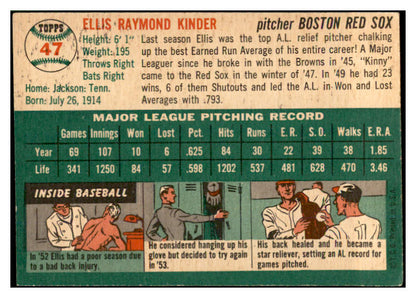 1954 Topps Baseball #047 Ellis Kinder Red Sox EX-MT 534981