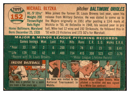 1954 Topps Baseball #152 Mike Blyzka Orioles EX-MT 535017
