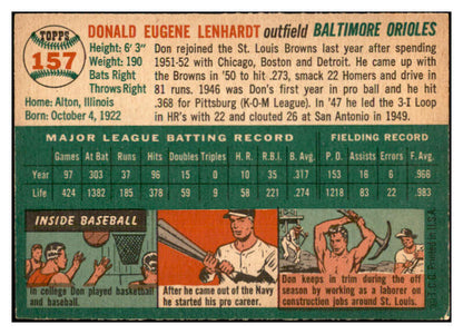 1954 Topps Baseball #157 Don Lenhardt Orioles EX-MT 535020